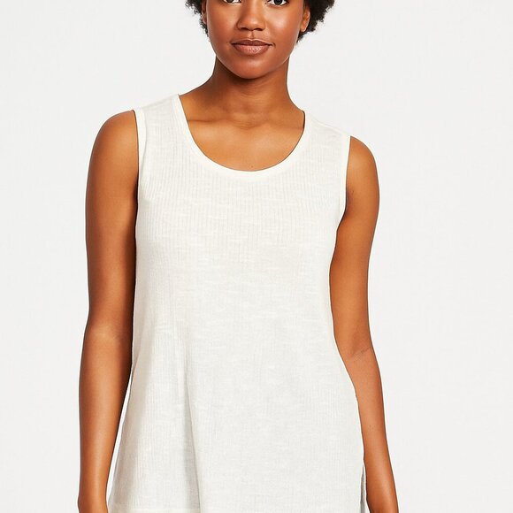 New Sympli Call It A Day Tank Top Shell Size 8 White Classic Minimalist Neutral - Picture 12 of 12